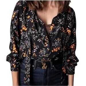 Zadig & Voltaire Blouse Taos Spark Flower Floral Button Up Long Sleeve Shirt XS